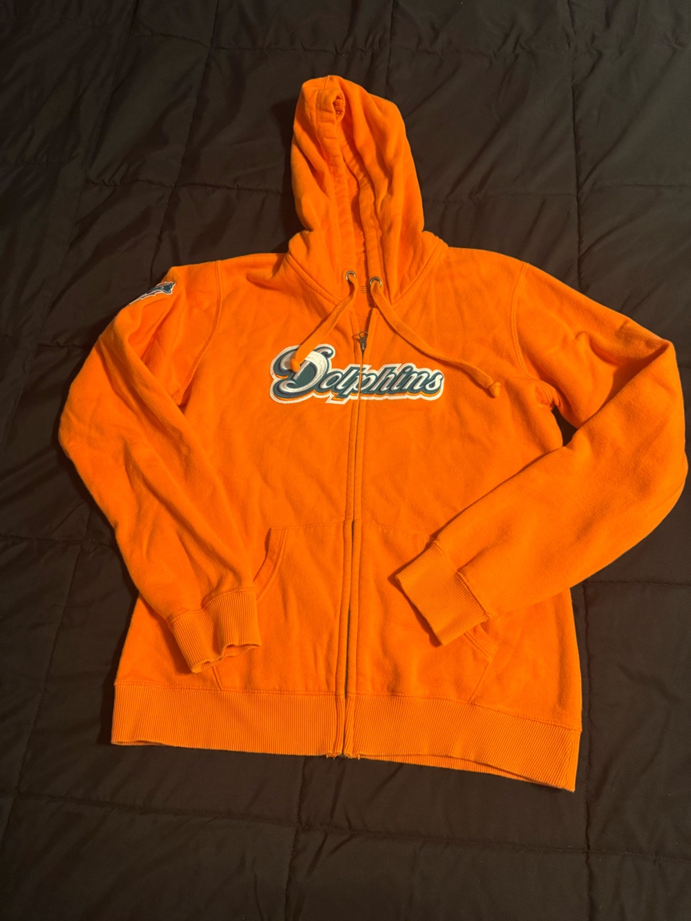 Miami Dolphins Orange Full-Zip Hoodie with Script Logo